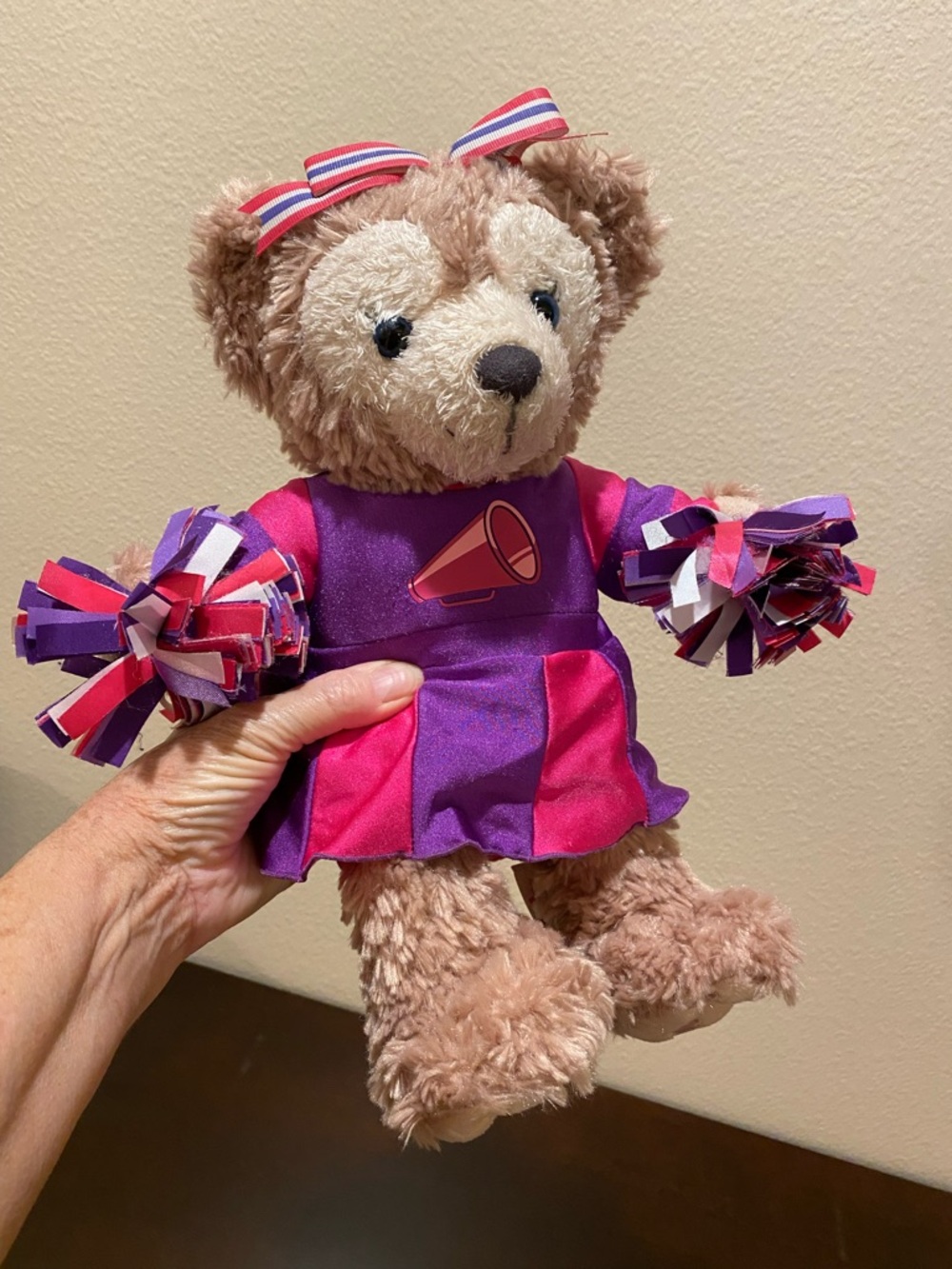 Shellie May Cheerleader Bear Authentic Disney Parks Original 12” Plush Pom Poms